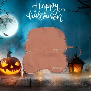 3 x Clinique Plush Pink Stain White Trim Eye Mask Sleep Eyemask Silky